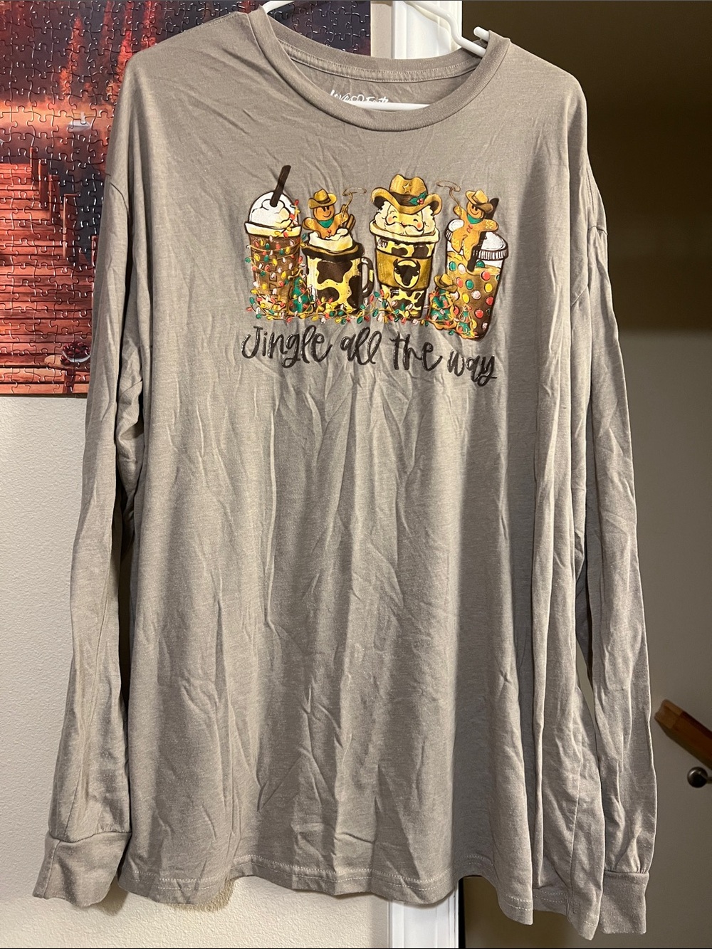Unbranded Kids Gray Long-Sleeve Graphic Holiday Top - 'Jingle All the Way'